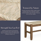 Alaterre Newport Solid Wood Entryway Bench With Rush Seat, Natural | 40” Shoe Bench, Modern Farmhouse Indoor Table Bench With Natural Seagrass Rush Seat, For Mudroom, Dining Room, Or Kitchen