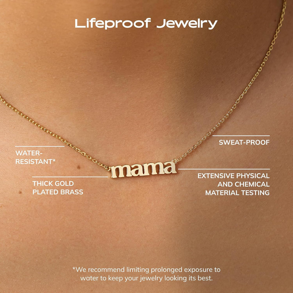Ana Luisa Gold Dainty Mama Necklace for Women - Sentimental 14K Gold Nameplate Necklace for Mom - Hypoallergenic, Water-Resistant, Tarnish-Free Jewelry - Mother's Day Necklaces - Everyday Mom Jewelry