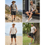 Uni Clau Men'S Elastic Waist Cargo Shorts 6 Pockets Utility Hiking Shorts | Waistband Drawstring，Casual Beach Shorts,Summer Lightweight Athletic Work ,Multi Functional Shorts,Machine Washed