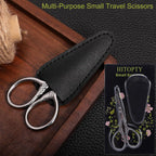 Small Precision Scissors, 3.5Inch Stainless Steel Multi-Purpose Vintage Beauty Grooming Kit For Facial Hair, Eyebrow, Eyelash, Beard, Moustache With Pu Sheath