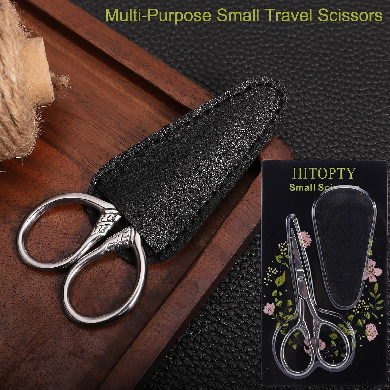 Small Precision Scissors, 3.5Inch Stainless Steel Multi-Purpose Vintage Beauty Grooming Kit For Facial Hair, Eyebrow, Eyelash, Beard, Moustache With Pu Sheath