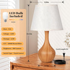 Touch Table Lamp For Bedroom, 3-Way Dimmable Small Bedside Lamps For Night Stands With Wires, Wood-Paint Desk Lamp For Kids Room, Office, Living Room, End Table(Led Bulb Included)