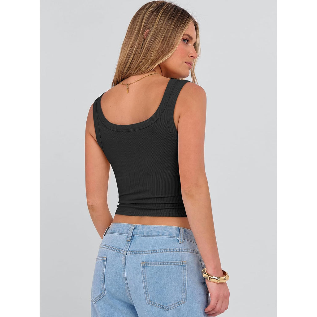 ANRABESS Womens Crop Tank Tops, Soft Breathable Ribbed Slim Fit, Comfy for Basic,Casual,Going Out&Daily Wear