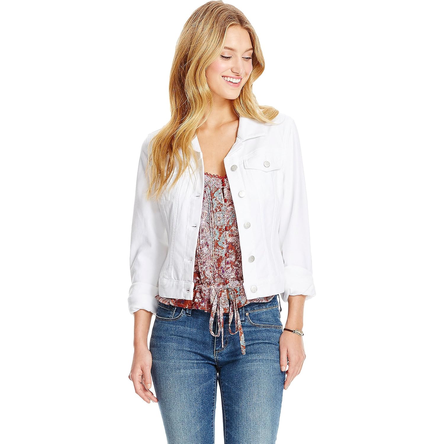 Jessica Simpson Womens Pixie Classic Feminine Fit Crop Jean Jacket