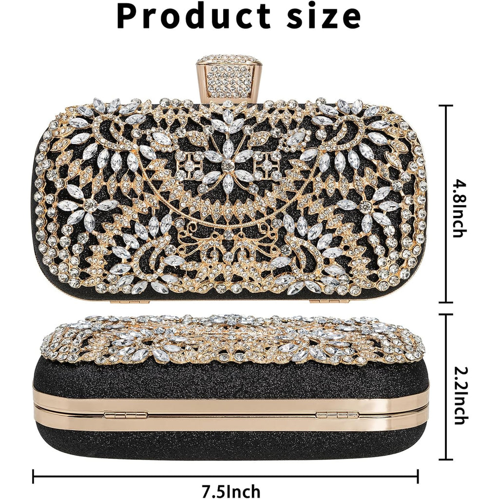 Covelin Women's Rhinestone Decorated Evening Bag, Tote Shoulder Crossbody Handbag with Chain