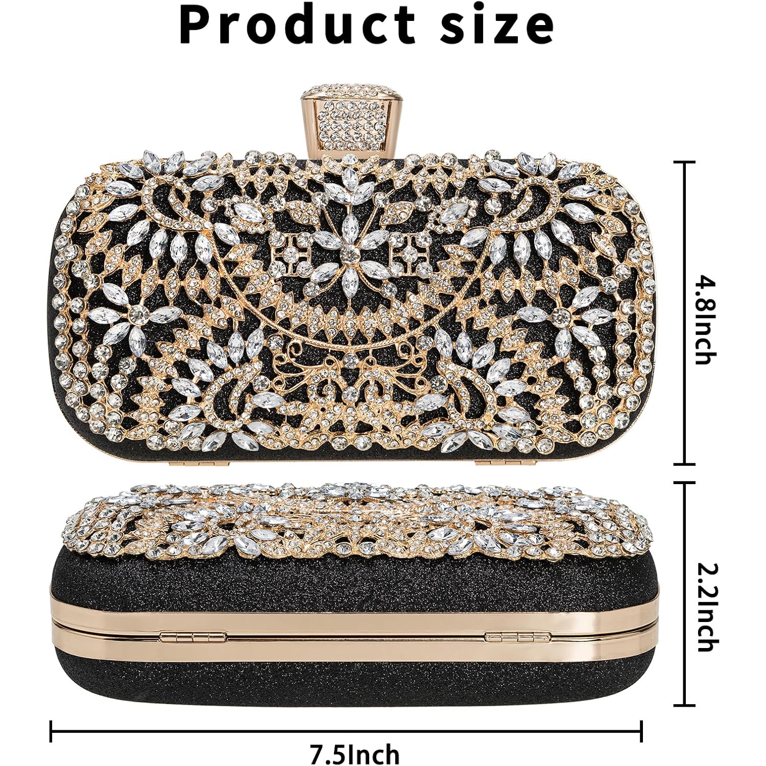 Covelin Women's Rhinestone Decorated Evening Bag, Tote Shoulder Crossbody Handbag with Chain