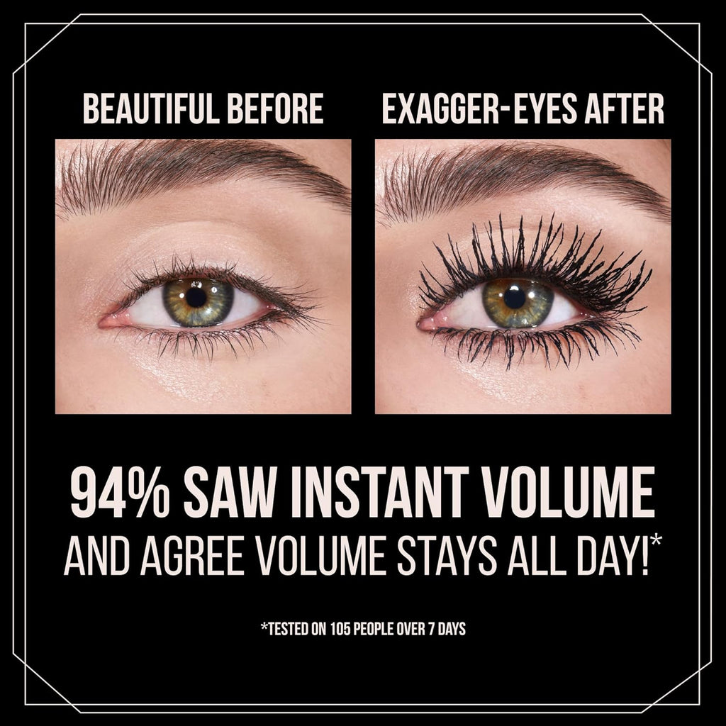 Charlotte Tilbury Exagger-Eyes Instant Volume Mascara Makeup – Volumizing, Lengthening, No‑Clump Mascara with 28‑Hour Smudge‑Proof & Flake‑Proof Wear – All Day Wear Formula