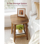 Vasagle Side Table, 2-Tier Small Square End Table, Nightstand | With Tapered Legs, Curved Transitions, Honey Brown, Maezo Collection, Ulet236K01