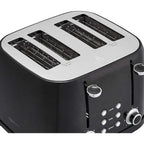 Amazon Basics 4 Slice Toaster with 4 Slots, 6 Browning Settings, Defrost, Removable Crumb Tray, Bagel Function, Cancel Button, 1600W, Black