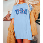 4th of July Shirts USA Shirt: American Flag Shirt Women Oversized - Patriotic Tshirt - USA Stars Stripes Tee Tops