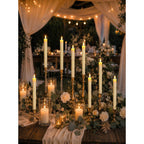 Genswin Flameless Ivory Taper Candles Flickering With 10-Key Remote, Battery Operated Led Warm 3D Wick Light Window Candles Real Wax Pack Of 6, Christmas Home Wedding Decor(0.78 X 9.64 Inch)