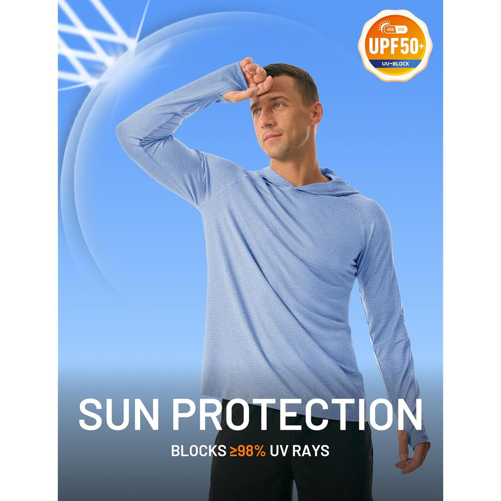 Magcomsen Men'S Upf 50+ Sun Shirts Long Sleeve Fishing Hoodie Shirt Lightweight Athletic Swim Running Hiking Rash Guard