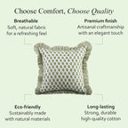 Cpc Block Print Ruffle Throw Cover Emerald Green 18"X18" Inch Pack Of 2-100% Cotton Ruffle Couch Decorative Boho Pillows Case For Living Room, Bedroom, Sofa, Farmhouse Gift For Spring, Mother'S Day
