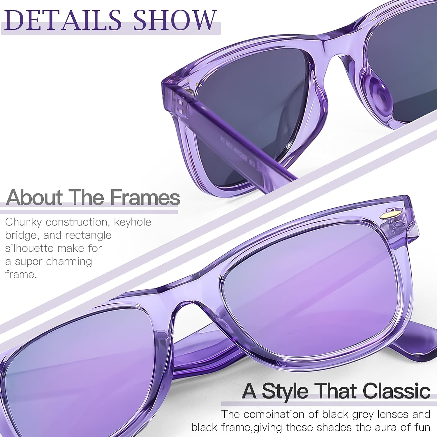 SIPHEW Polarized Sunglasses for Women & Men - UV400 Mirrored Beach Eyewear, Designer Unisex Fashion Sunglasses w/Medium Fit A02 Purple Mirror Lens
