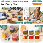 Netany 6-Pack 8Oz Glass Jars With Airtight Lids, Overnight Oats Containers With Lids, Wide Mouth Mason Salad Jars, Glass Food Storage Containers For Snacks Yogurt Spice Sugar