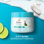 Dove Moisturizing Body Scrub – Coconut & Lime, Ph‑Balanced Whipped Texture, Skin‑Renewing Exfoliator, 15 Oz