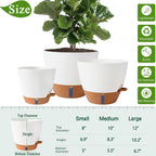 8/10/12 Inch Self Watering Pots For Indoor/Outdoor Plants | Large Plastic Planter With Drainage Holes, Water Level Indicator & Deep Reservoir, Modern Decorative Flower Pots, White