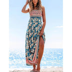 Cupshe Women Spaghetti Straps Boho Maxi Dress Summer Sleeveless Smocked Floral Beach Long Dress Flowy Cruise Vacation Outfits