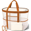 2026 Stylish & Spacious Xx-Large Beach Bag For Women – Mesh × Canvas Tote With Top Zipper, 11 Tall Pockets | 40L+ Spacious