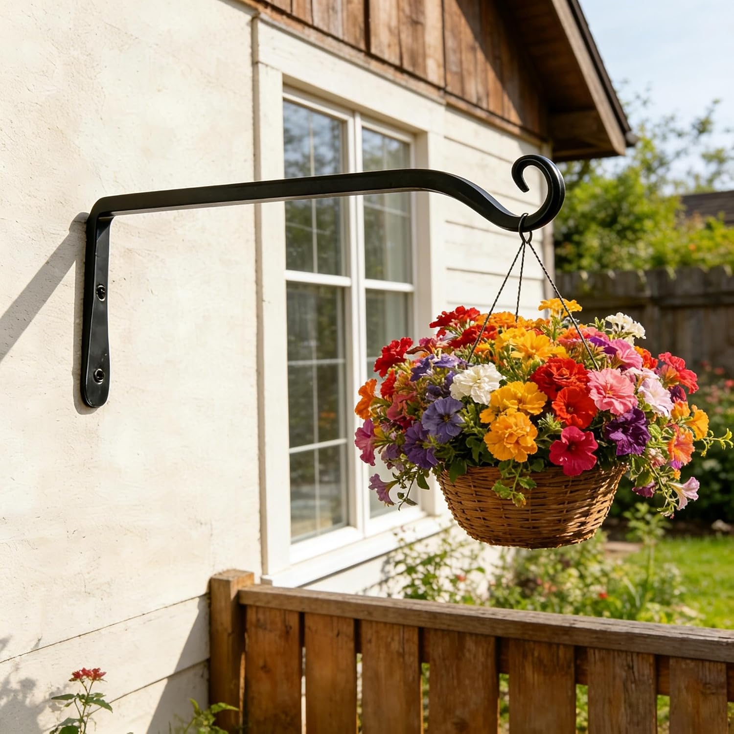 10" Heavy Duty Outdoor Plant Hanger Wall Bracket, 2 Pack | 48Lb Capacity,Rust-Resistant Finish,Easy Installation,Fit Hanging Baskets,Ideal For Bird Feeders & Lanterns