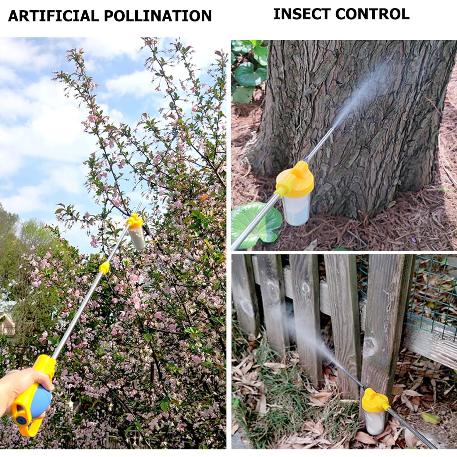 Sunyay Diatomaceous Earth Powder Duster Multi-Purpose Powder Sprayer Indoor And Outdoor With Length Adjustable From 12" To 42"