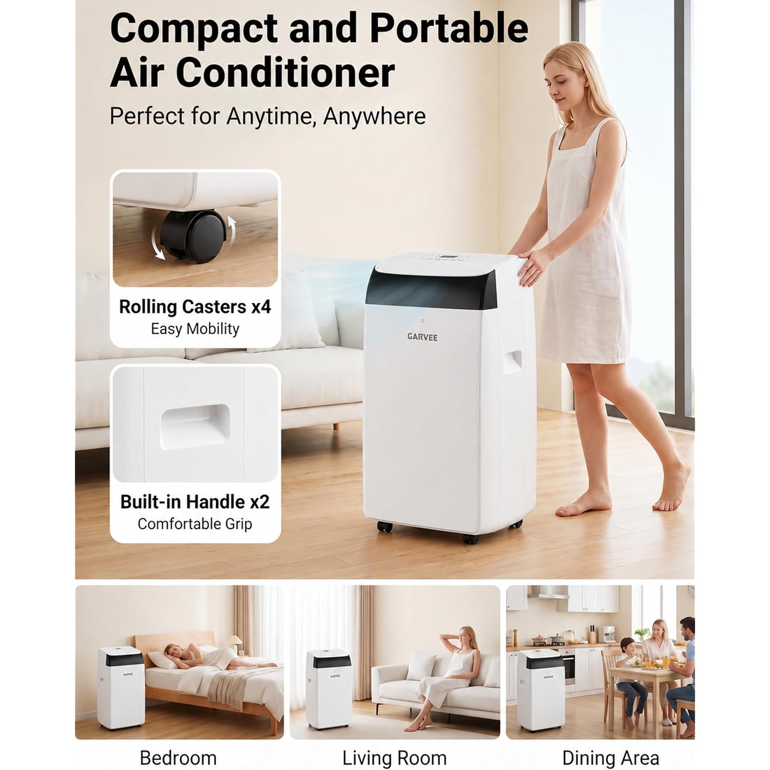14,000 Btu Portable Air Conditioners, Cools Large Room Up To 700 Sq.Ft, 3-In-1 Ac Unit With Dehumidifier & Fan, Remote Control, Quiet Sleep Mode, Energy Efficient For Home Office Garage
