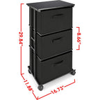 Dresser Storage With 3 Drawers, Fabric Dresser Tower, Vertical Storage Unit For Bedroom, Closet, Office, Black