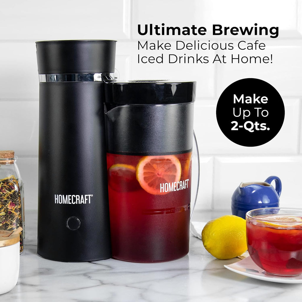 Homecraft Electric Iced Tea Maker For Sweet Tea And Cold Brew Coffee, Double Insulated Pitcher, Black, Small