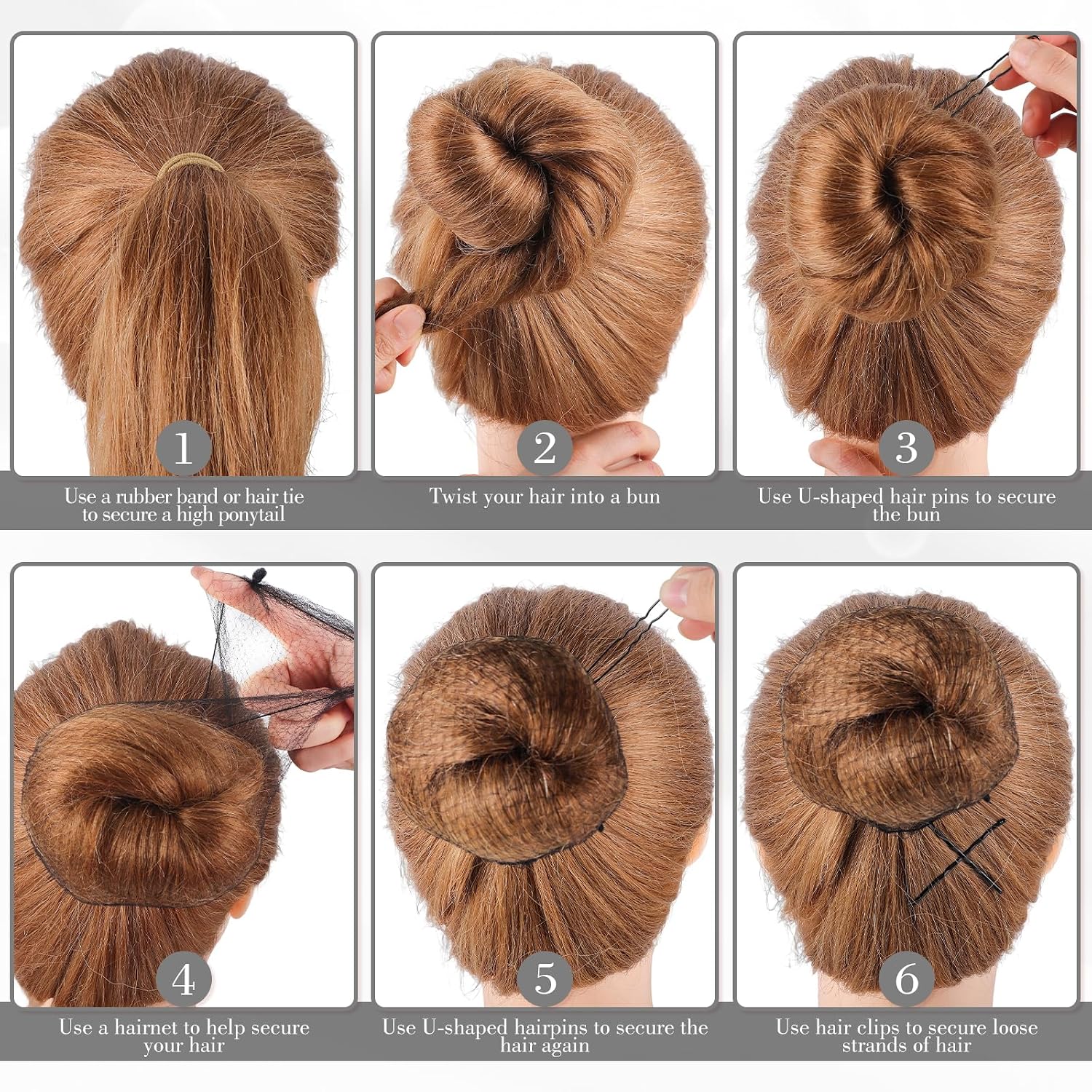 570Pcs Black Bobby Pins For Women, Hair Pins Kit With Hair Nets For Buns, 2 & 2.4Inch U-Shaped Bobby Pins Bulk For Wedding Bridal Styling With Storage Box, French Hair Pin Clips Hair Accessories