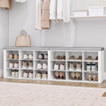 Hzuaneri Shoe Storage Bench With Cushion, Entryway Storage Bench With 18 Cubbies, 9.5" Widened Organizer Cabinet, Long Cubby Rack For Living Room, Bedroom, Entryway, White Sb25703Gy