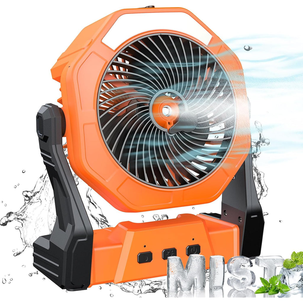 Ausic Portable Misting Fan For Outdoor Cooling, [8-35Hrs] Battery Powered Mist Fans With Water Misters & Led Lantern, 8-Inch, 250Ml Tank, For Patios, Home, Outside, Camping, Outdoor&Indoor Use