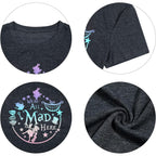 ASTANFY We're All Mad Here Shirt Women Magical Graphic Tees Cute Vacation Tops Casual Short Sleeve Shirts A-black Grey