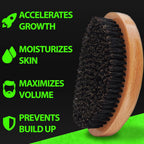 GROW Beard Brush & 360 Wave Brush for Men - Natural Boar Bristle For Fuller, Thicker Hair, Beard & Mustache - Premium Full-Size to Exfoliate, Strengthen Hair, Stimulate & Boost Growth