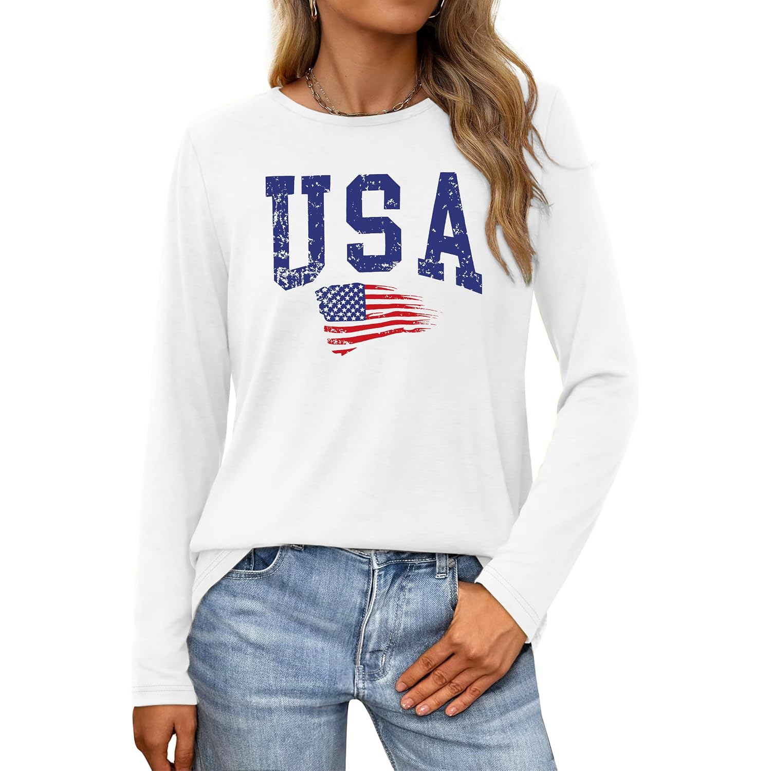 Yi Xiang Ran American Flag Shirt Tops Womens 4Th Of July T-Shirts Ring Hole Short Sleeve Sexy V-Neck Patriotic Tees
