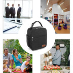 Lunch Bag For Men Women Adults Small For Office Work Picnic - Reusable Portable Lunchbag, Black