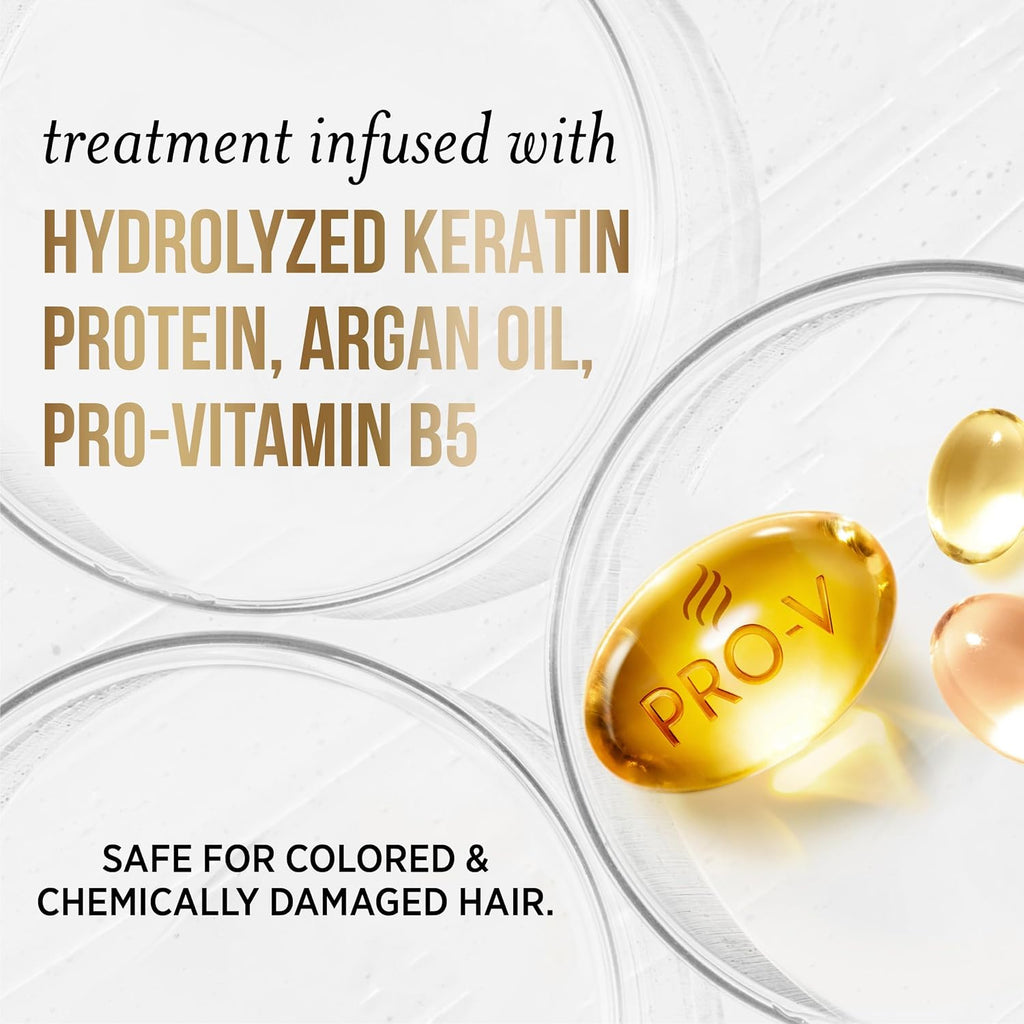 Pantene Keratin Leave-In Conditioner With Argan Oil, Protein Treatment For Dry, Damaged & Color-Treated Hair, Repairs Split Ends & Protects From Damage, Formaldehyde-Free, 8.4 Fl Oz