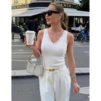 Zesica Tank Tops For Women Summer Ribbed Knit V Neck Lace Trim Tanks Sleeveless Casual Going Out Cami Shirts 2026