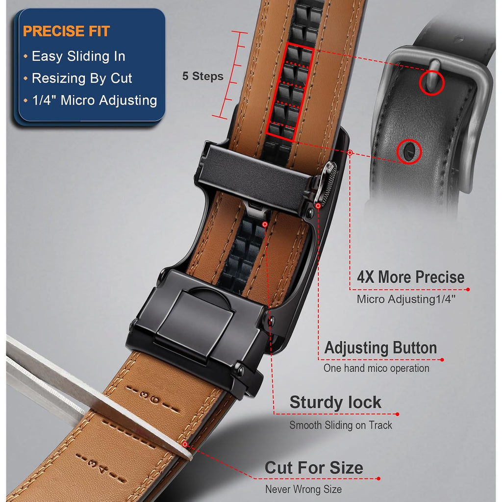 Bulliant Men'S Belt,Slide Ratchet Belt Adjsutable For Men Suit Casual Jeans Gift Boxed,Trim To Fit