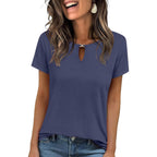 Anrabess Womens Short Sleeve Tops Summer Tshirts Cute Keyhole Neck Casual Basic Tee Dressy Work 2026 Spring Trendy Outfits
