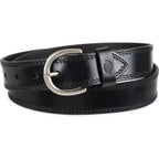 Dickies Women's Casual Leather Jean Workwear Belt With Round Harness Buckle