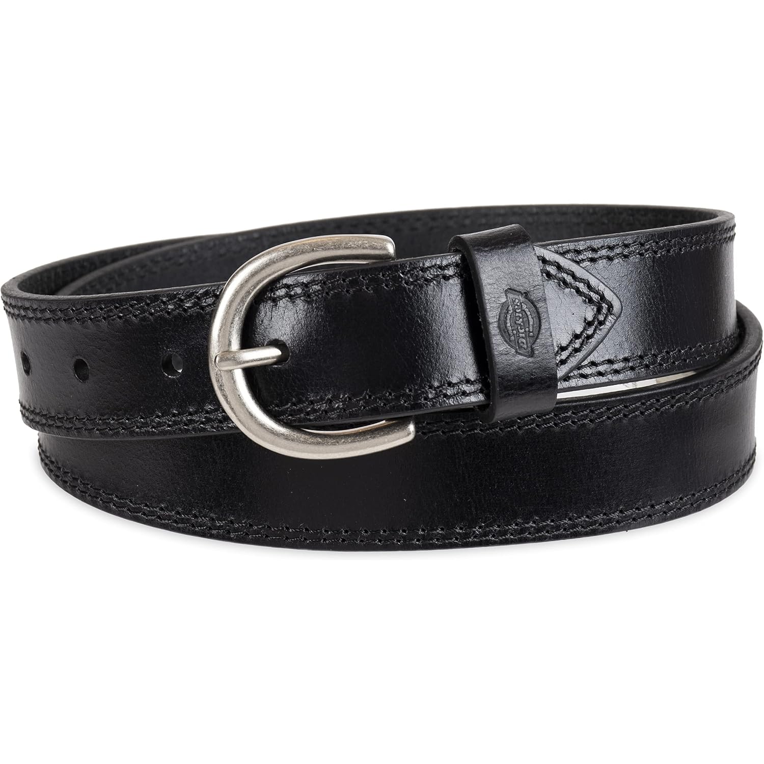 Dickies Women's Casual Leather Jean Workwear Belt With Round Harness Buckle