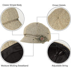 Women Retro Classic Visor Newsboy Cabbie Cap Beret Hats with Flower Buckle for Woman Ladies 1khaki