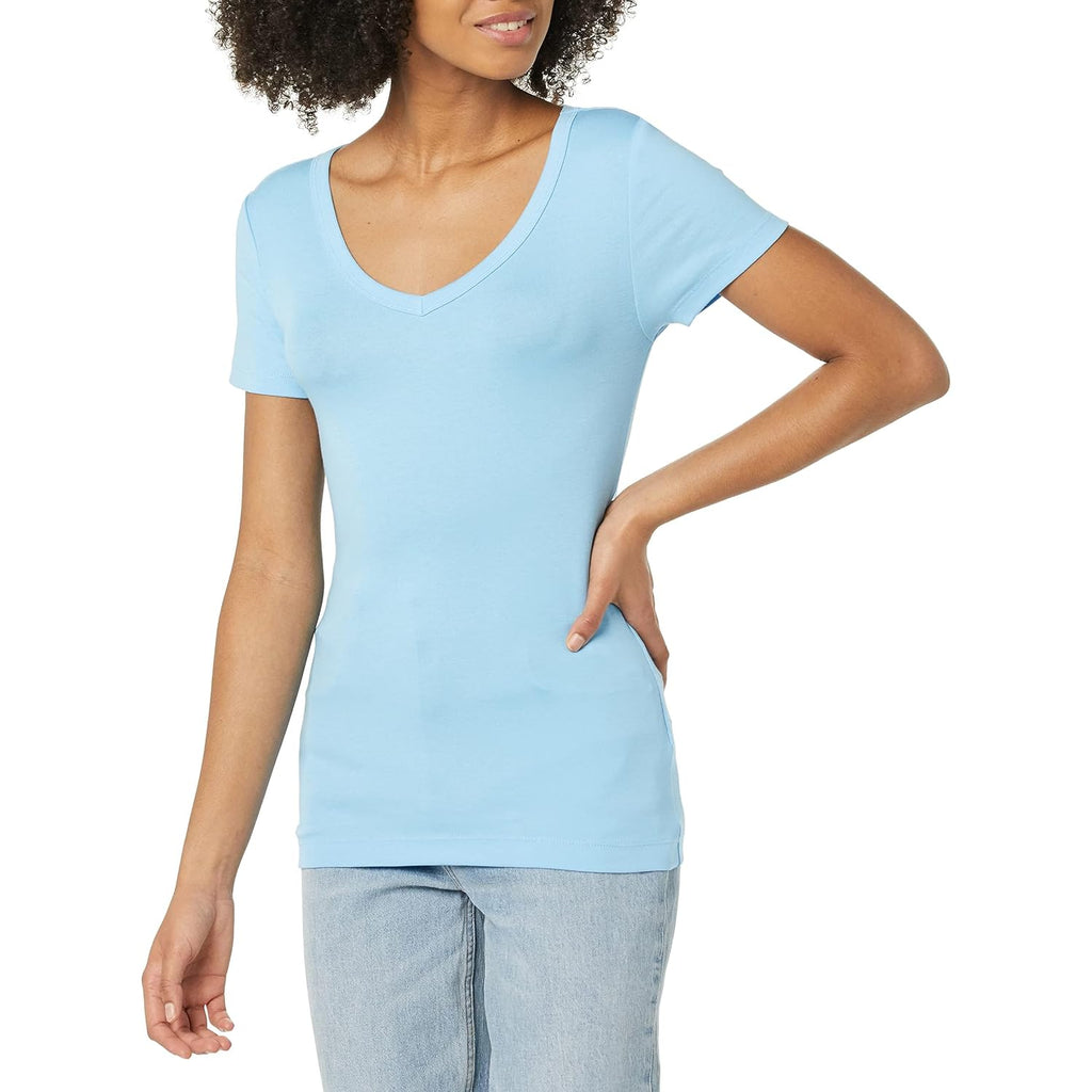 Amazon Essentials Women'S Slim-Fit Short-Sleeve V-Neck T-Shirt