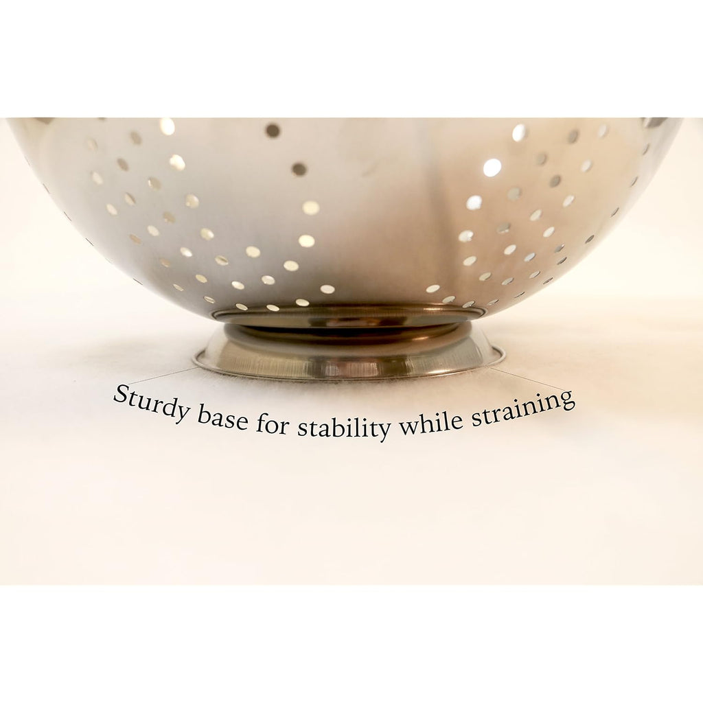 Excelsteel Heavy Duty Stainless Steel Colander 5 Qt | Easy Grip Handles | Self-Draining Base | Mirror Polished | Dishwasher Safe | Pack Of 1