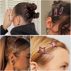 Metal Snap Hair Clips,8 Pairs Hair Barrettes For Women - Star & Water Drop Hair Barrettes, Non-Slip Y2K Accessories For Thin Thick Hair,Pink And Brown Leopard Print