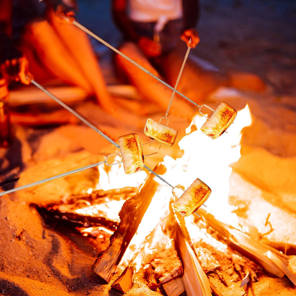 Marshmallow Roasting Sticks, Telescoping Smores Sticks For Open Fire Pit | 32 Inch Long Marshmallow Toasting Barbecue Forks S' Mores Skewers For Campfire Camping Hotdog Hot Dog Bonfire Grill, 5 Pack