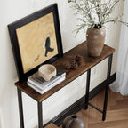 Narrow Entryway Console Table & Sofa Side Table - Industrial Hallway Table For Small Spaces, Behind Couch Table, Multi-Functional Living Room Bedroom Office,Brown, 29.5" X 9.4" X 29.5"