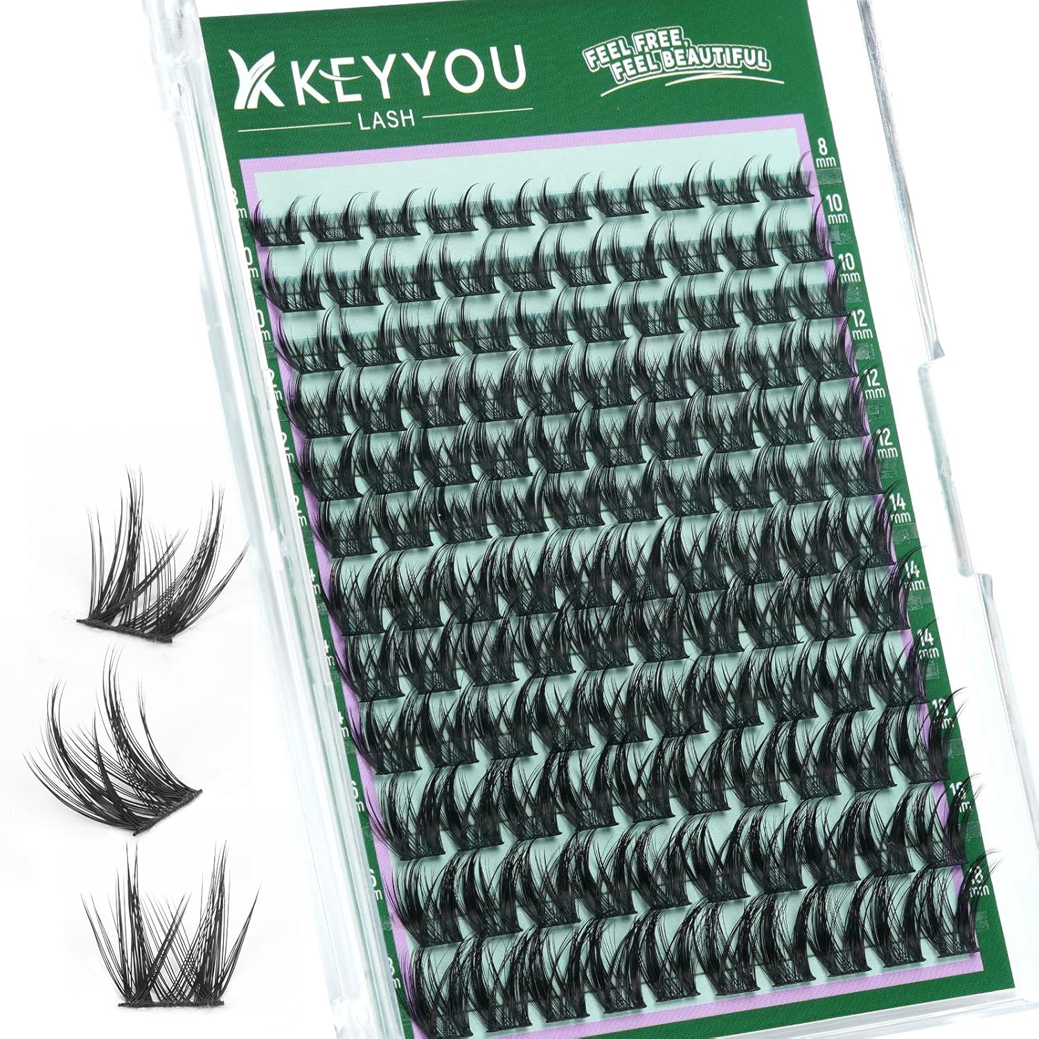KEYYOU Lash Clusters Manga Lashes 8-18mm C Curl Wispy Eyelash Clusters Ultra-Thin Natural Lashes Cluster with Spike Eyelash Extensions Fairy False Eyelashes individual at home（F04,8-18mm）
