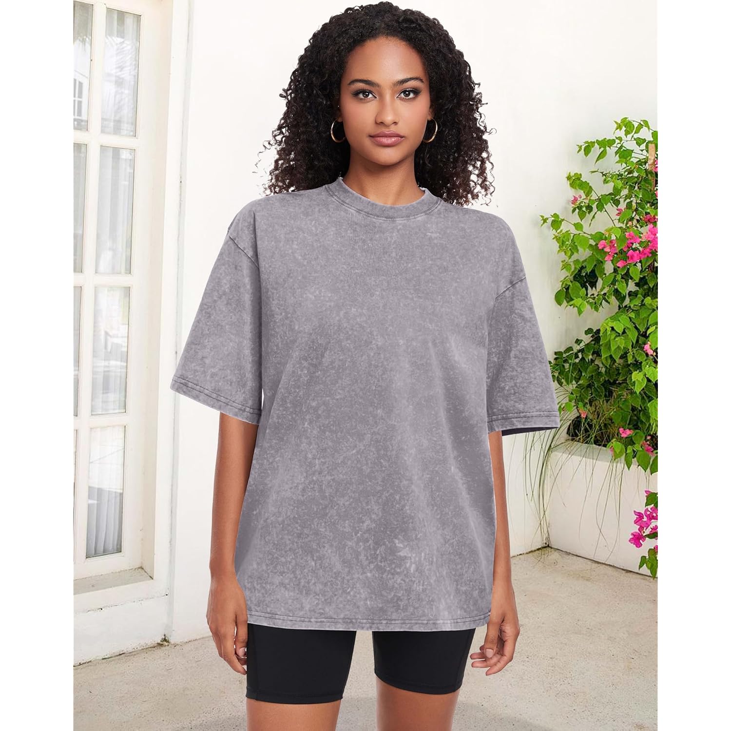Oversized Tshirts for Women Short Sleeve Crew Neck Vintage Washed Basic Loose Casual Tees 2026