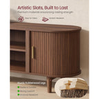Vasagle Tv Stand For 65-Inch Tvs, Mid Century Entertainment Center With Storage, Fluted Sliding Doors, Media Console Table For Living Room, Bedroom, Chestnut Walnut Ultv633K101